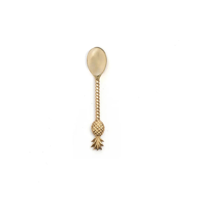 Cuillère à thé en laiton doré – Ananas sculpté