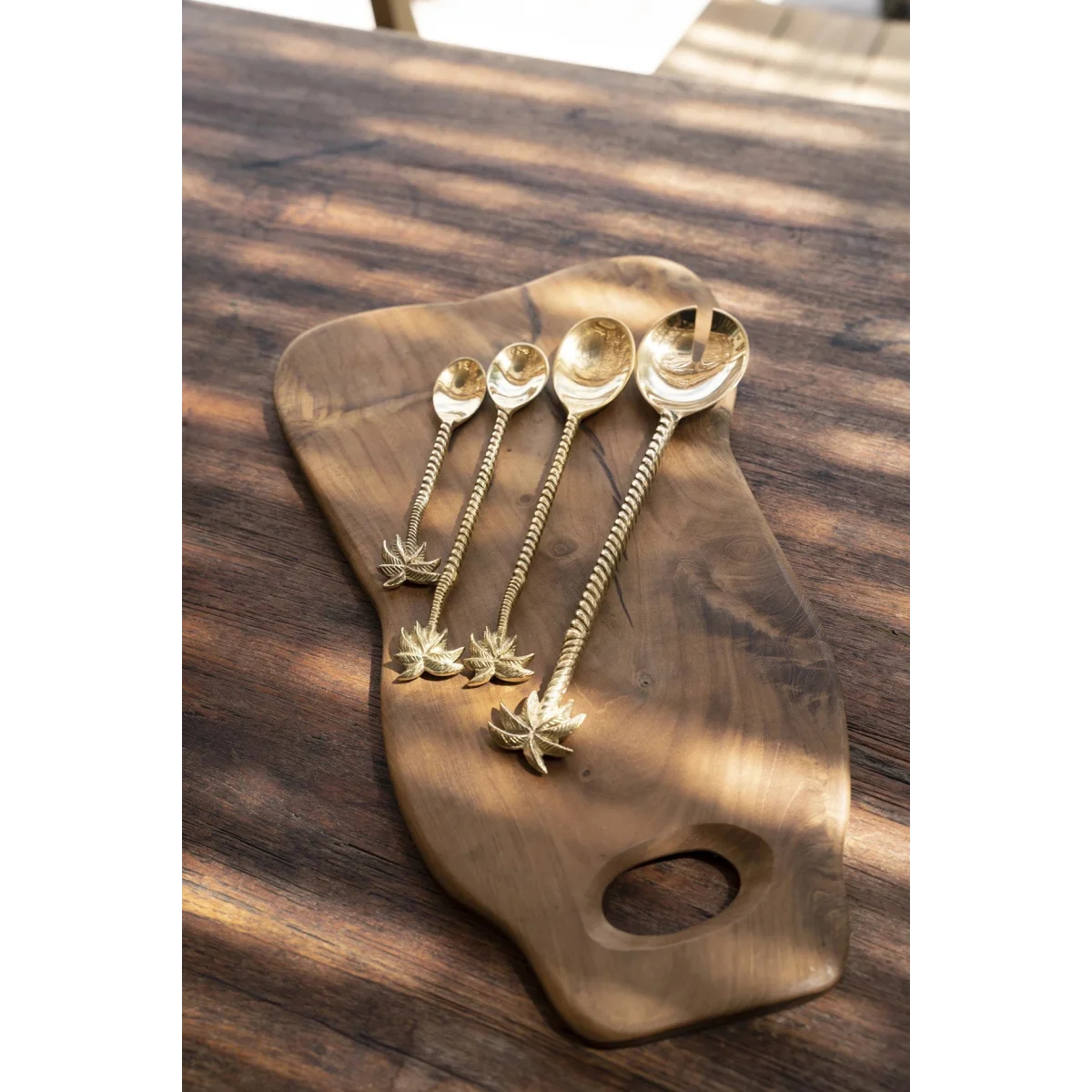 Cuillère à thé en laiton palmier – Finition dorée