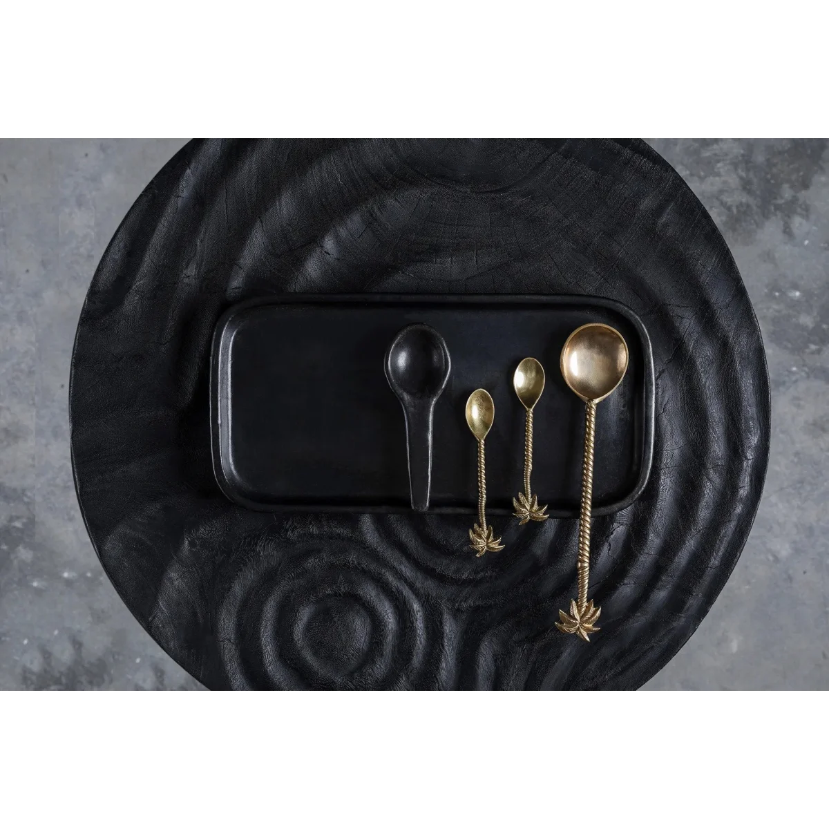 Cuillère à thé en laiton palmier – Finition dorée
