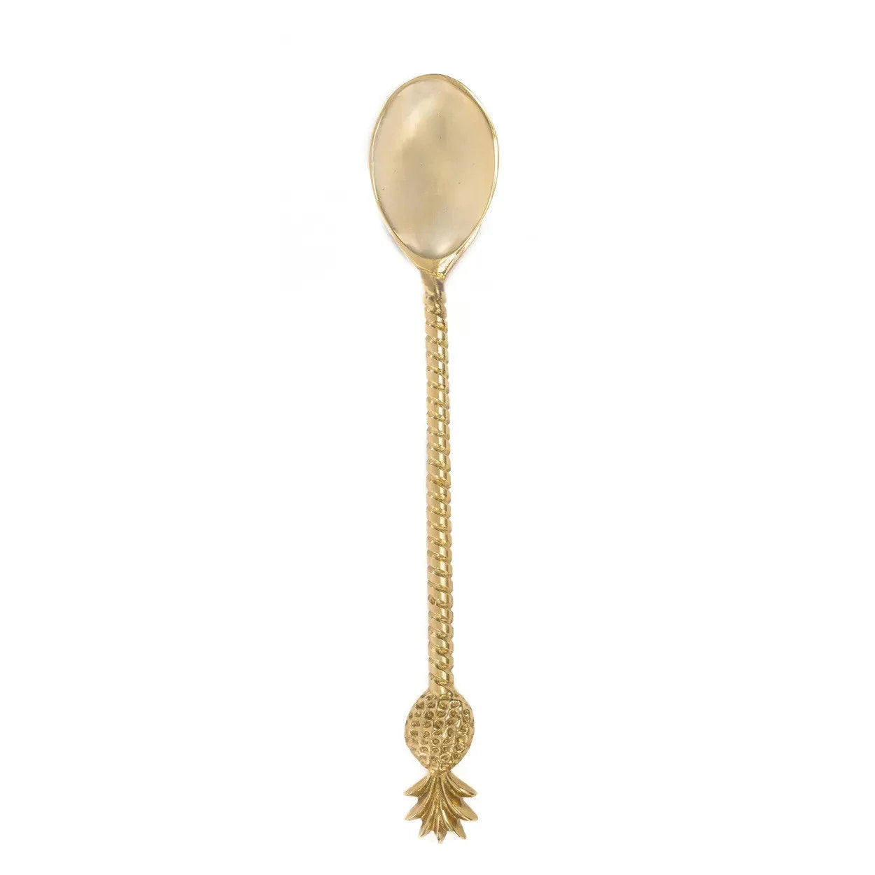 Cuillère décorative en laiton doré avec manche sculpté ananas