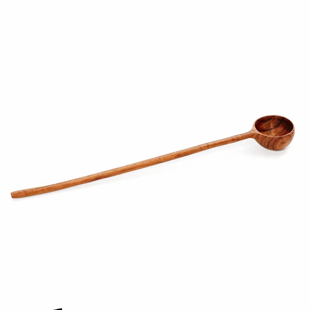 Cuillère de dosage en racine de teck à manche long, produit La cuillère de dosage en racine de teck