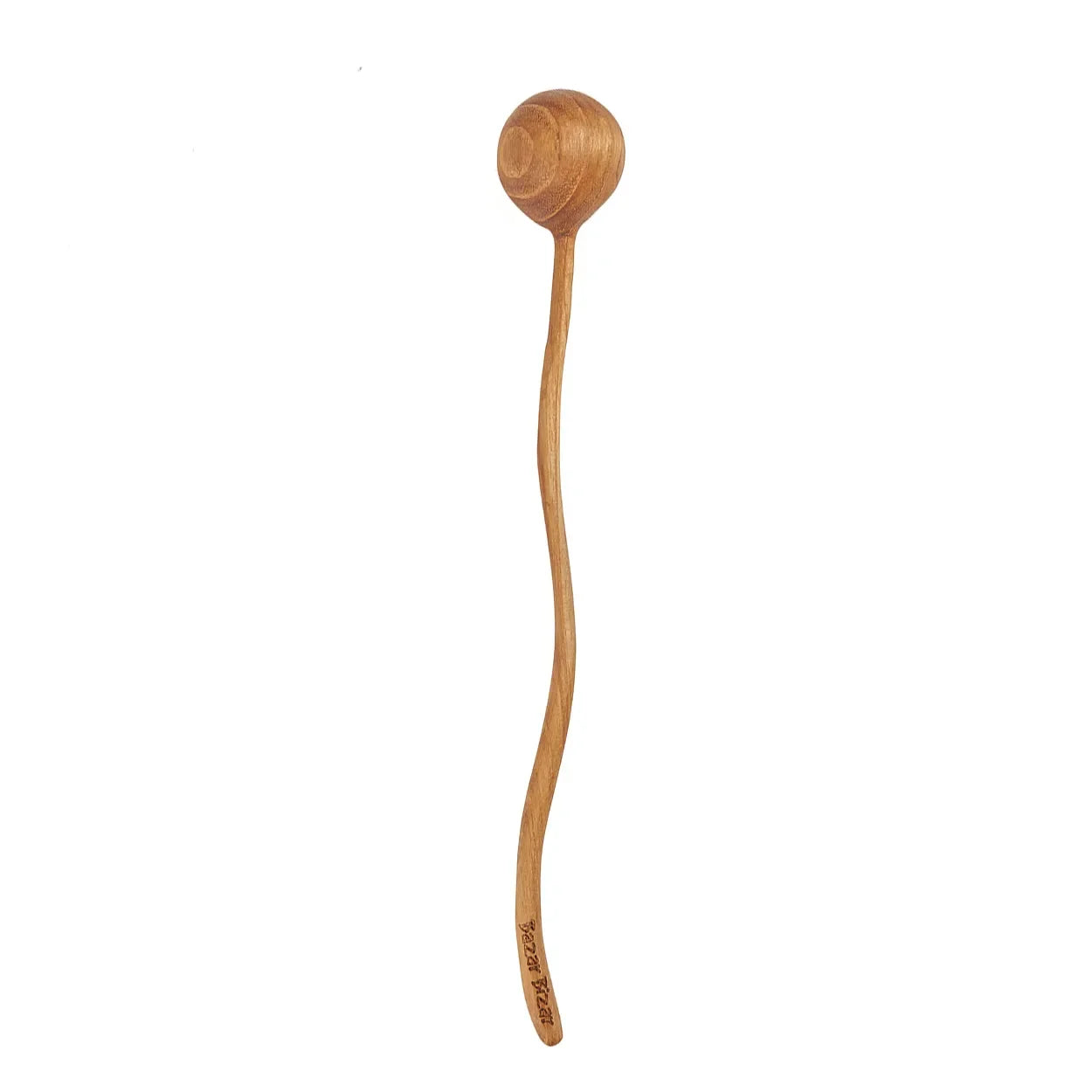 Cuillère doseuse en racine de teck motif zigzag avec tête sphérique en bois