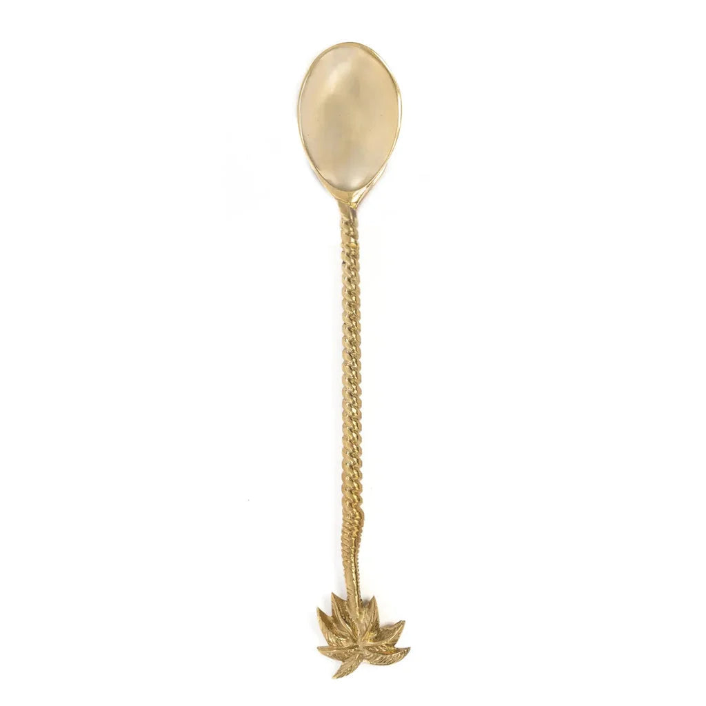 Cuillère en or avec manche en forme de lotus, nommée La cuillère en forme de palmier - Or