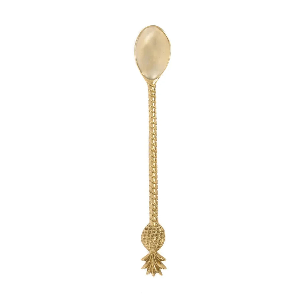 Cuillère longue en or avec motif ananas thème, idéale pour la décoration de table