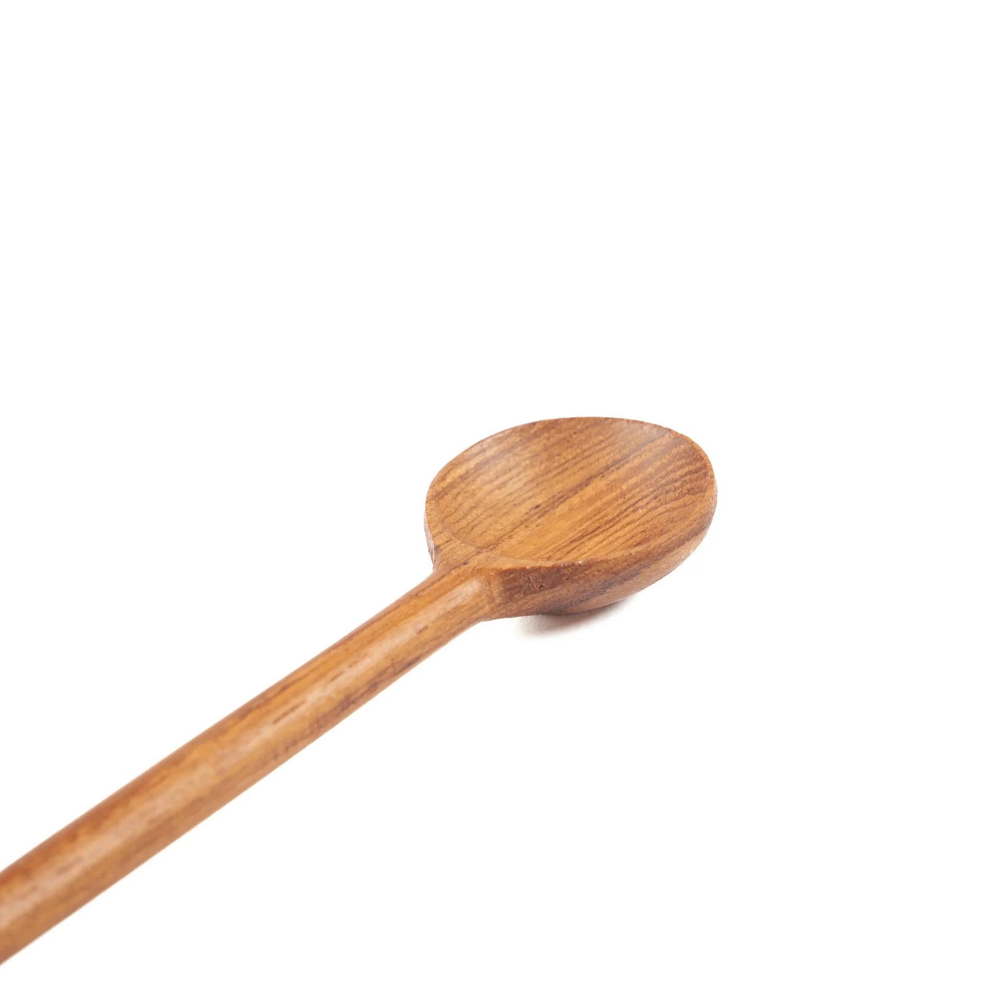 Cuillère plate en racine de Teck avec finition lisse et grain de bois apparent