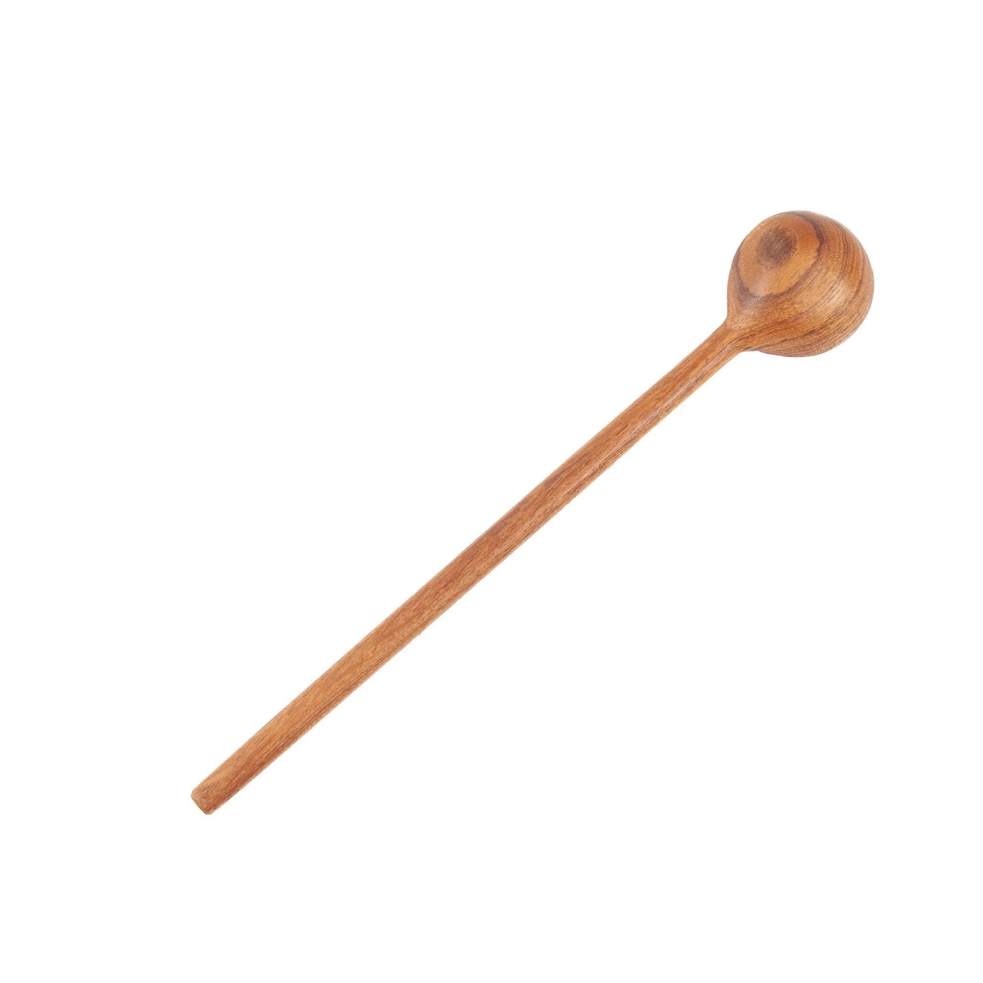 Cuillère plate en racine de teck finition lisse grain bois apparent