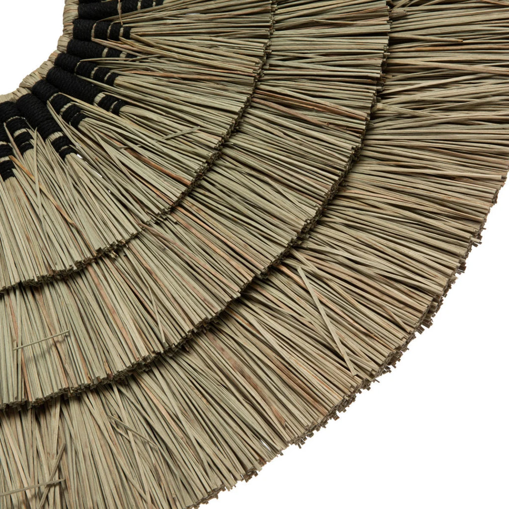 Photo d’un revêtement mural en herbe Mengdong et coton noir avec toiture en chaume naturel en couches