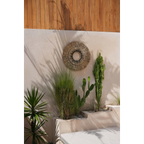 Décoration murale circulaire en herbe mengdong et coton noir 75x75 cm