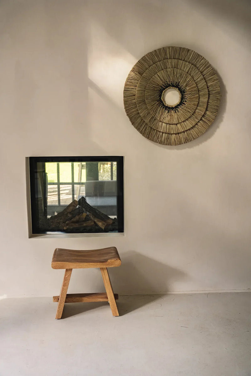 Déco mural en herbe mengdong et coton noir pour intérieur minimaliste 75x75 cm