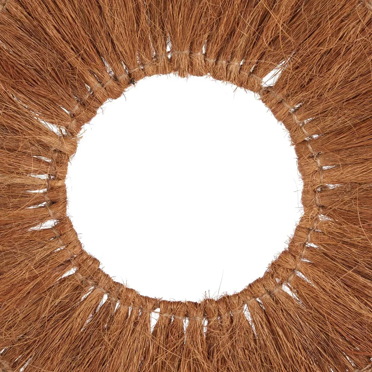 Couronne circulaire en paille brune pour décoration murale en feuilles de bananier et noix de coco