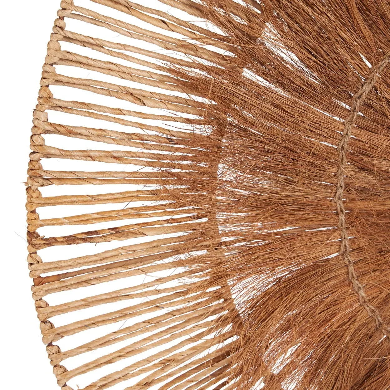 Décor mural circulaire en tissée de feuilles de bananier et noix de coco, 90 cm