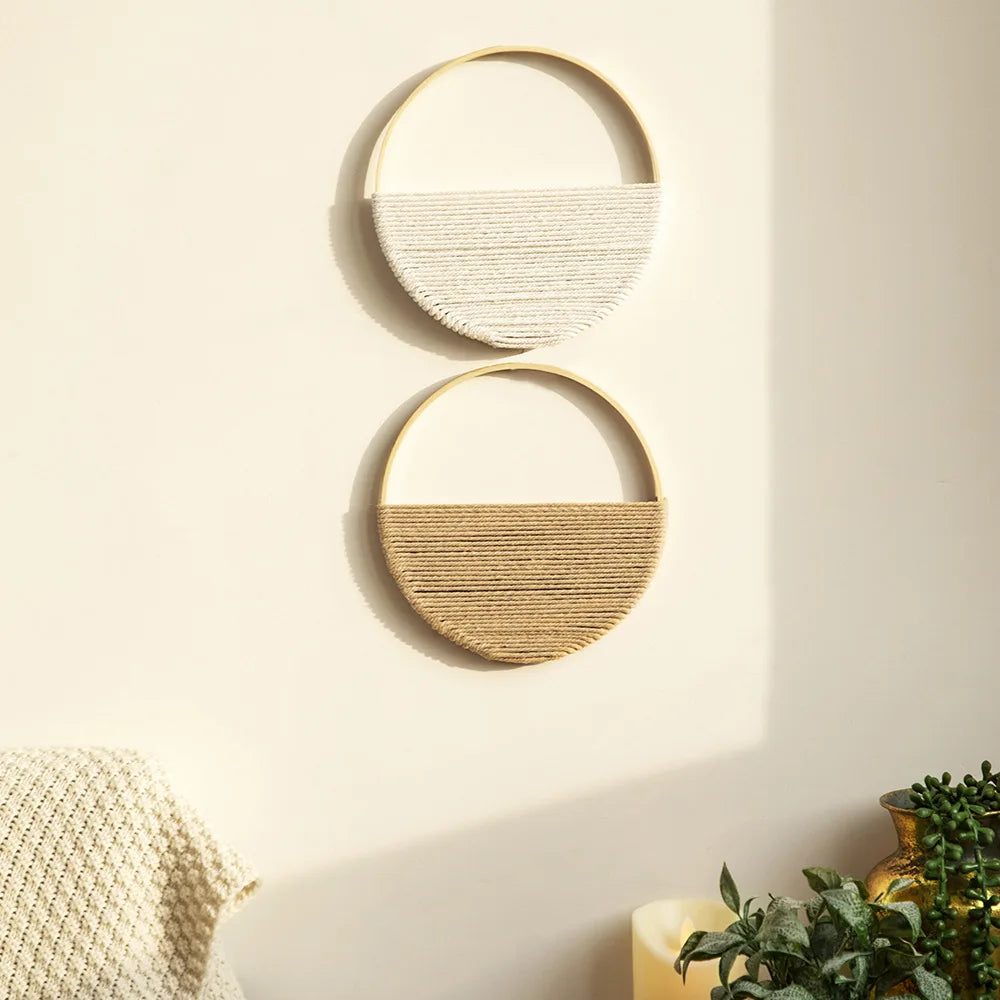Déco murale ronde en macramé lot de 2