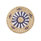 Déco murale rond en rotin motif violet blanc