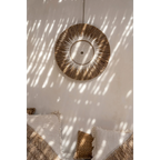 Déco murale ronde en raphia et macramé coton blanc avec spirale centrale