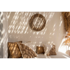 Murale ronde en raphia et macramé coton blanc, décoration naturelle et artisanale