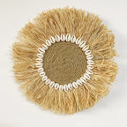 Décoration murale ronde en raphia naturel de 30 cm variante 1