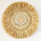 Décoration murale ronde en raphia naturel de 30 cm variante 3