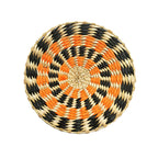 Déco murale en rotin orange noir