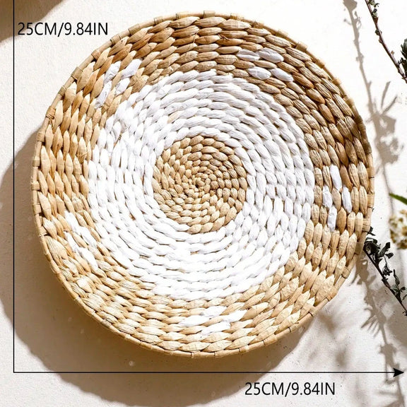 Déco murale en rotin tressé blanc noir variante 4