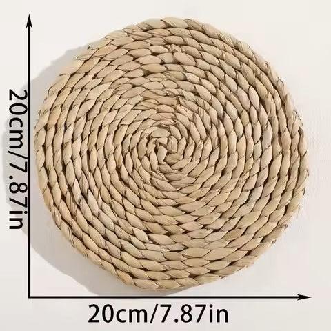 Déco murale en rotin tressé blanc noir variante 6