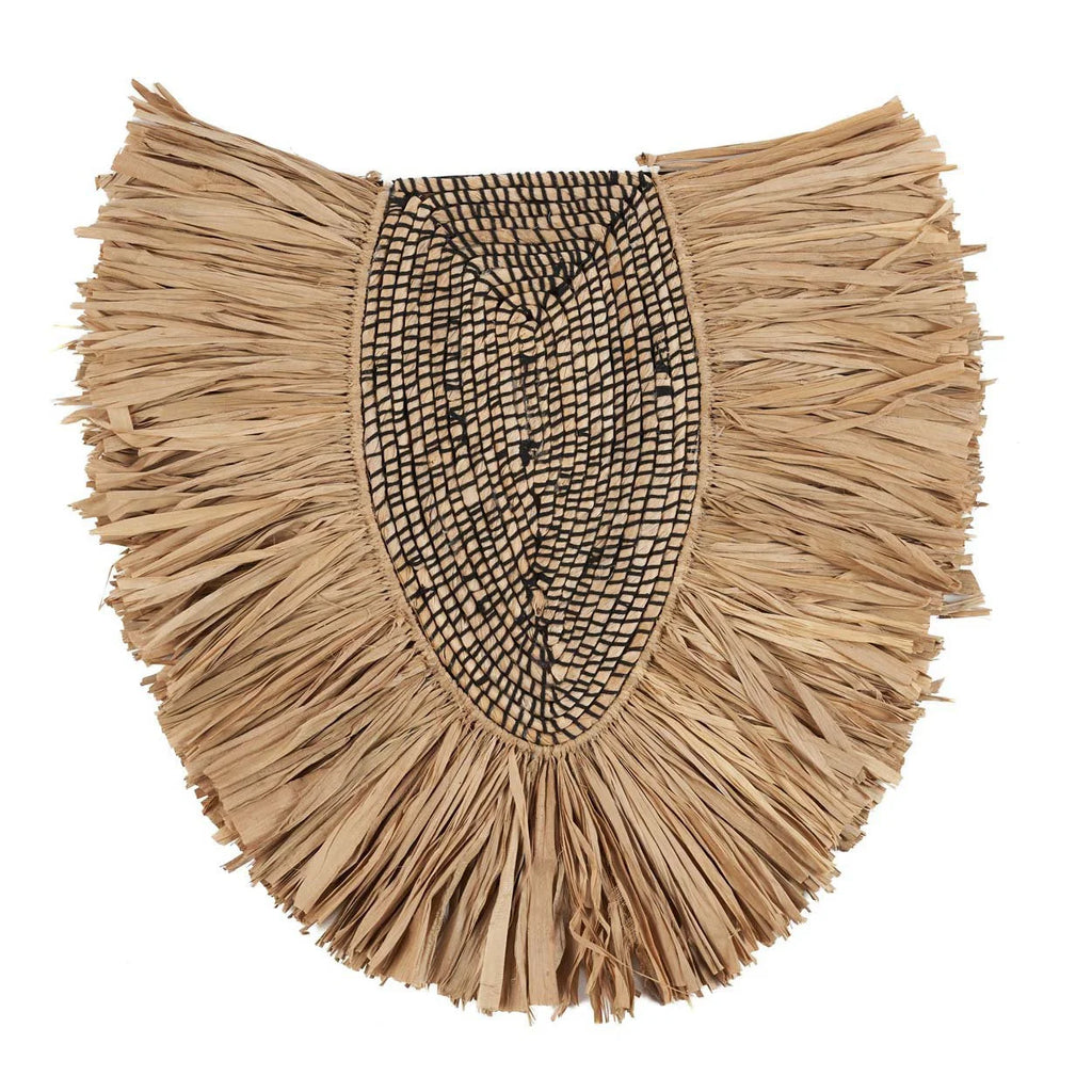 Décor mural rond en herbe tressée naturelle 85 cm