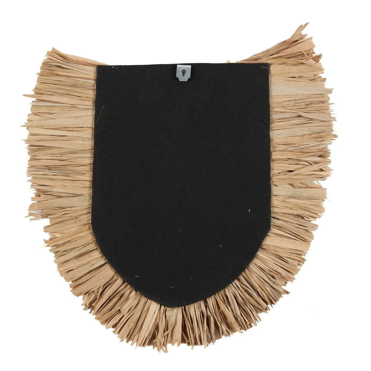 Miroir rond en herbe tressée naturelle avec dos en bouclé de paille fringée
