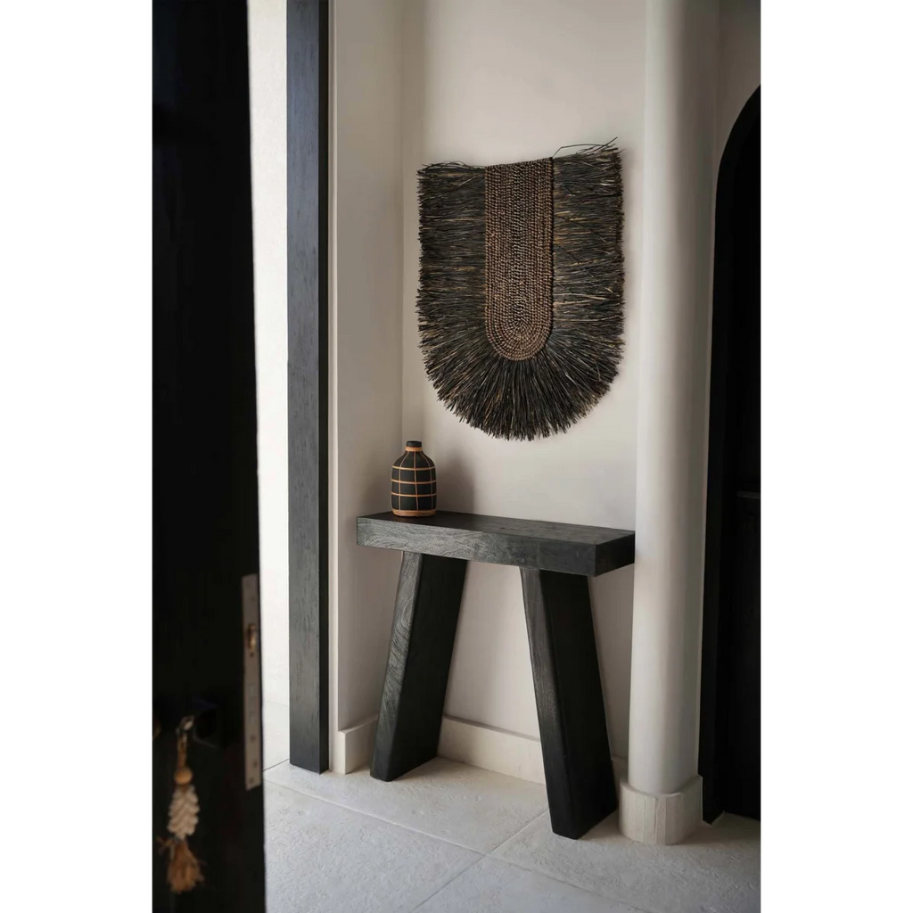 Décoration murale en fibres naturelles noires 87x74 cm