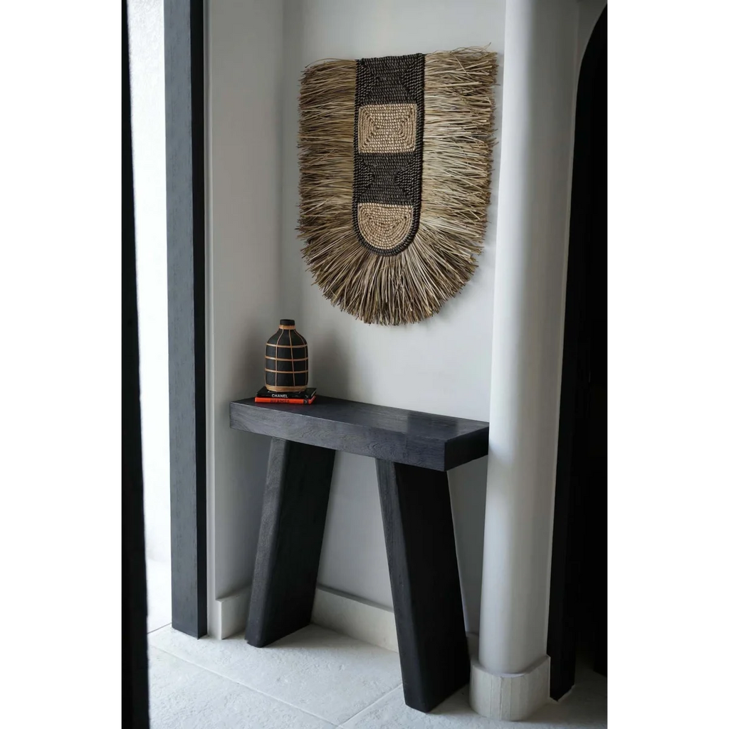 Décoration murale en herbe naturelle tressée 85x78 cm