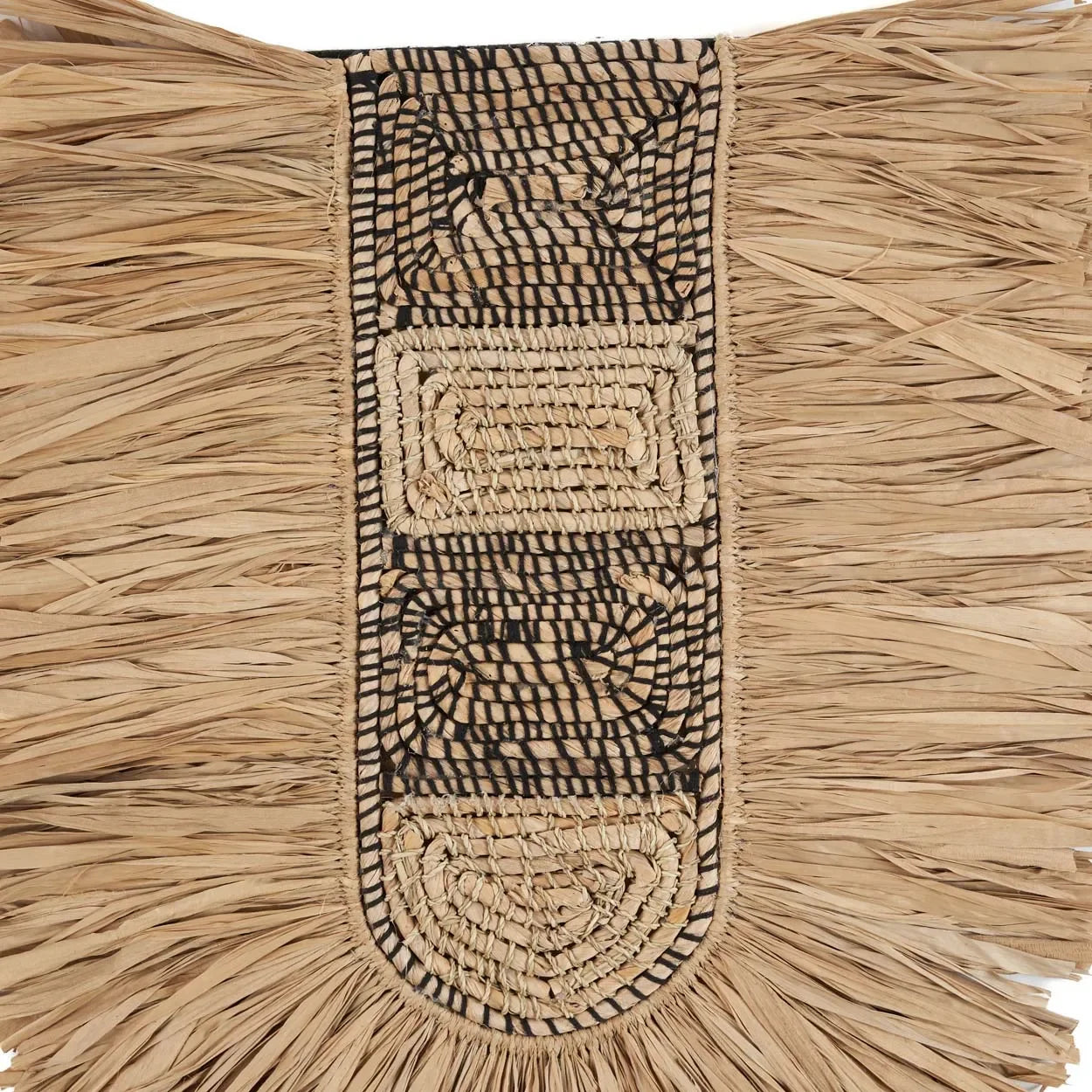 Décoration murale en herbe naturelle tressée avec motifs géométriques, 85x78 cm
