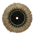 Panier rond noir en tressage avec frange en fibre naturelle pour décoration murale