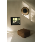 Miroir mural rond en raphia et macramé noir avec centre foncé 60 cm