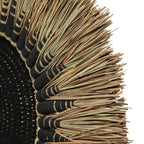 Panier tissé noir avec franges en paille pour décoration murale en raphia et macramé