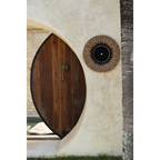 Porte en bois en forme de feuille avec poignée en palmier pour décoration murale noire