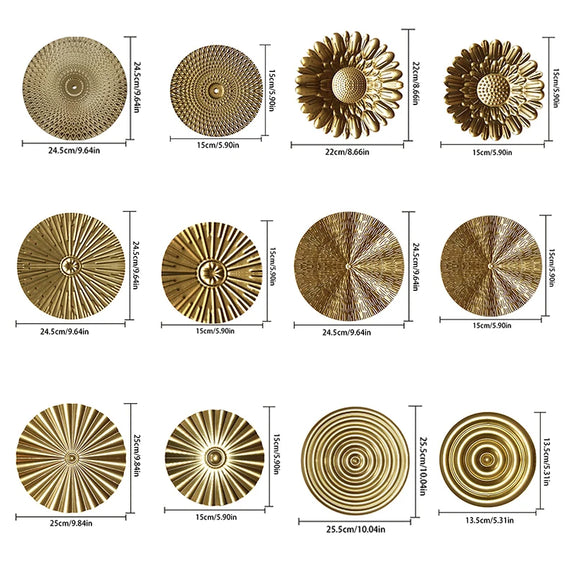 Toutes les variantes de décoration murale ronde dorée en métal