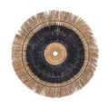 Décoration murale ronde fibres naturelles noir et beige – Ø110 cm
