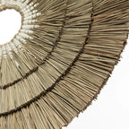 Décoration murale ronde en jonc de mer et coton blanc naturel, diamètre 75 cm