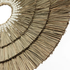 Décoration murale ronde en jonc de mer et coton blanc naturel, Ø75 cm, artisanale