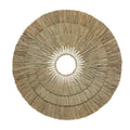 Décoration murale ronde en jonc de mer et coton blanc naturel Ø75 cm