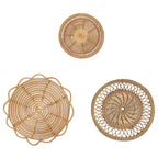 Décoration murale ronde en rotin tressé lot de 3