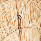 Crochet en métal noir fixé sur surface en sisal beige effet soleil, décoration murale ronde