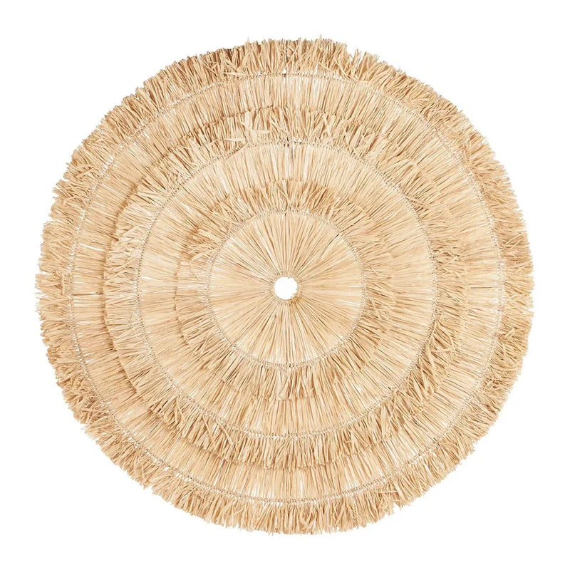 Décoration murale ronde en sisal naturel effet soleil – Ø110 cm