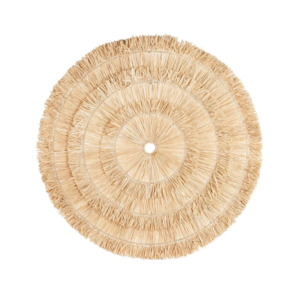 Décoration murale ronde en sisal naturel avec franges – Ø85 cm