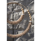 Décoration sur pied en coquillages – Double cercle naturel