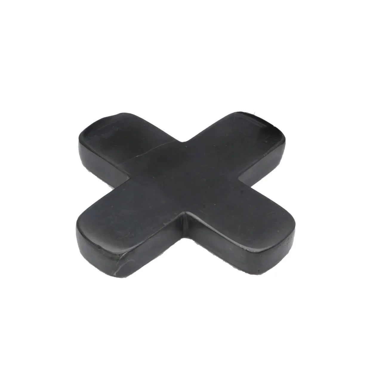 Dessous-de-plat en marbre noir avec croix aux bords arrondis, design minimaliste