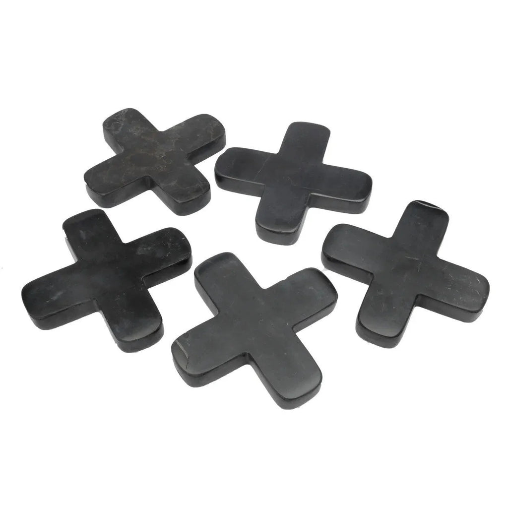 Six croisillons en plastique gris foncé pour pose de dalles en marbre noir