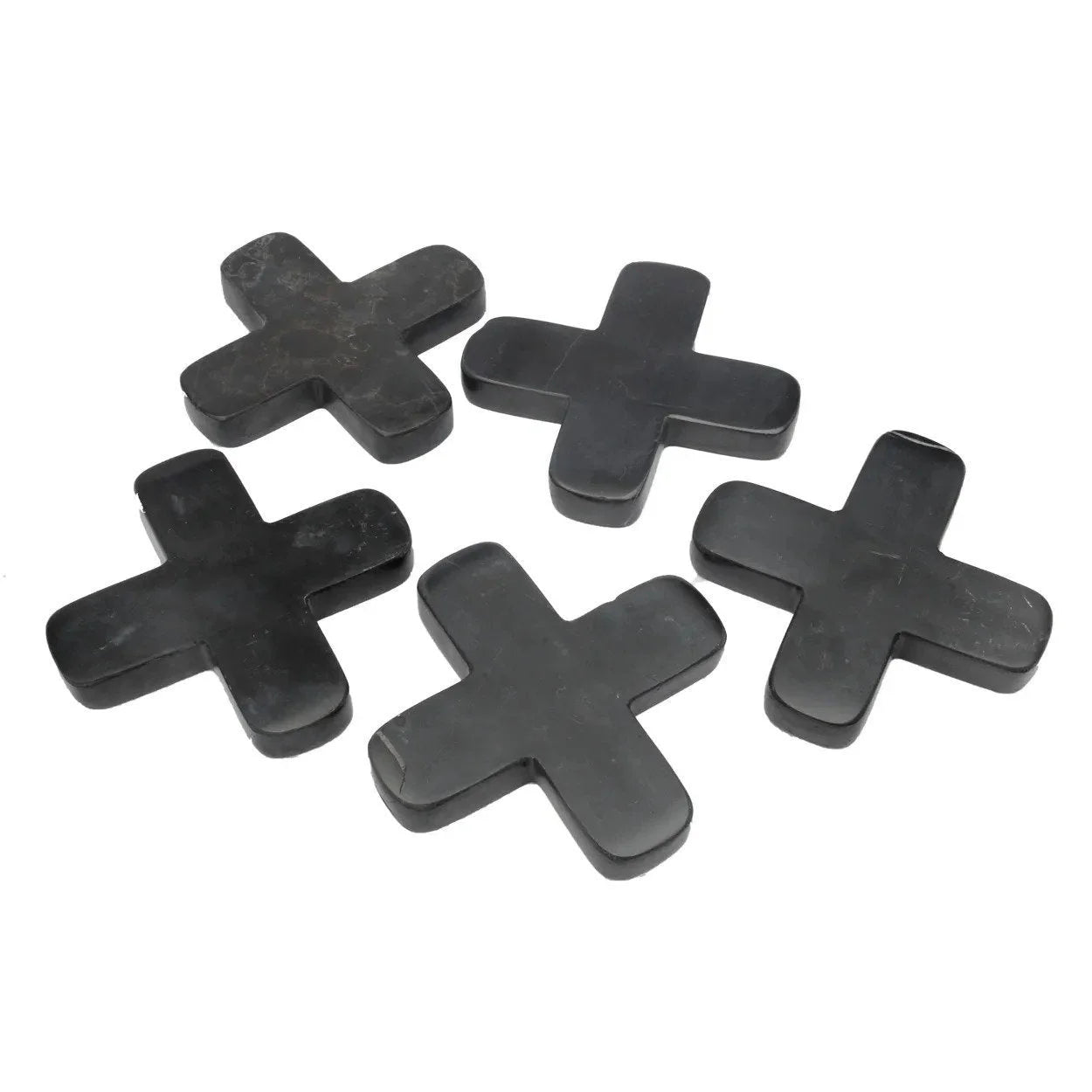 Six croisillons en plastique gris foncé pour pose de dalles en marbre noir