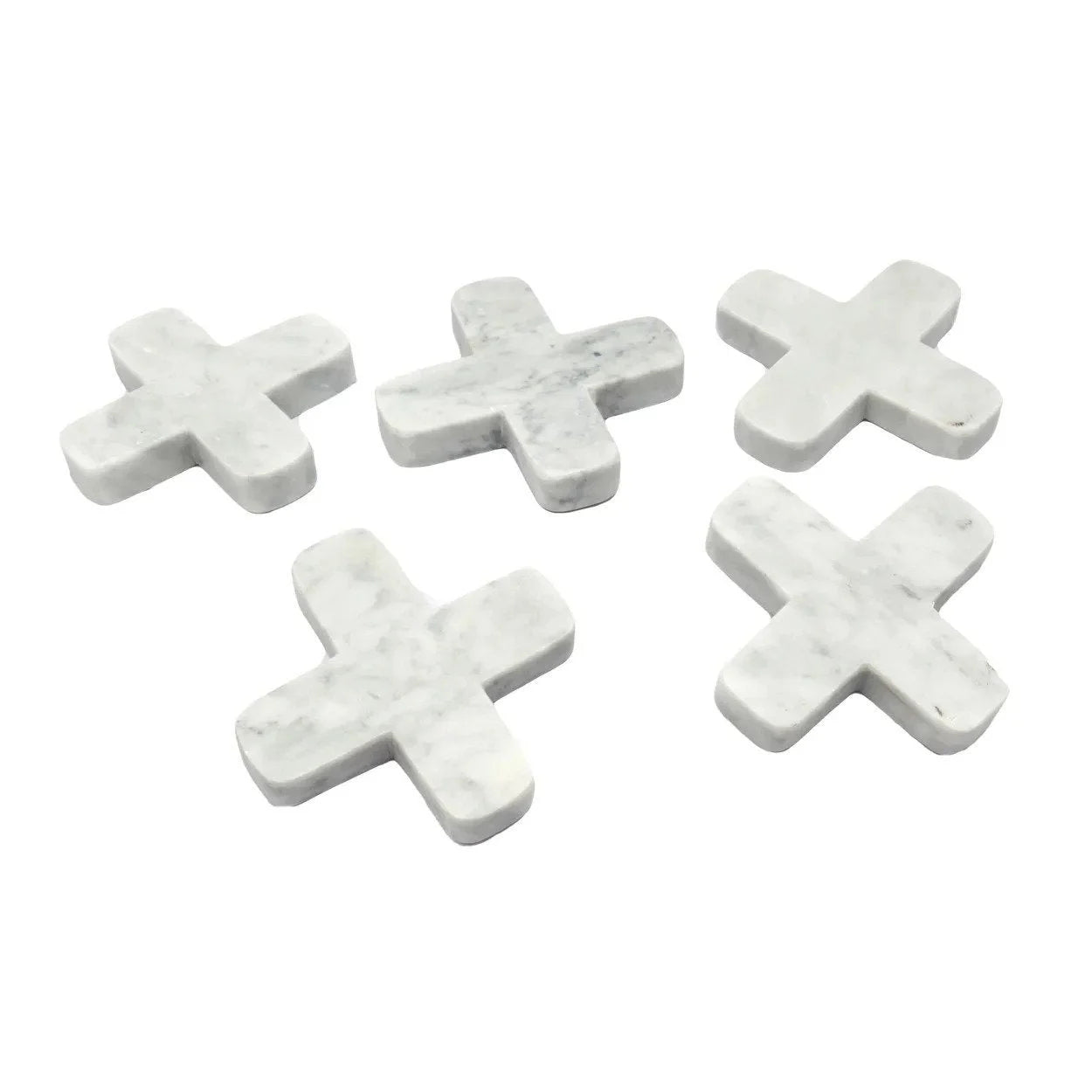 Dessous de plat en marbre blanc avec cinq croix minimalistes élégantes