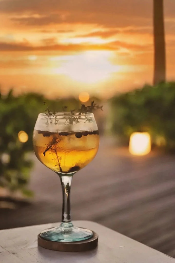 Cocktail élégant avec garniture botanique.