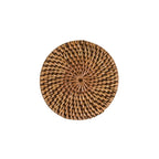 Set de table rond en rotin tressé.