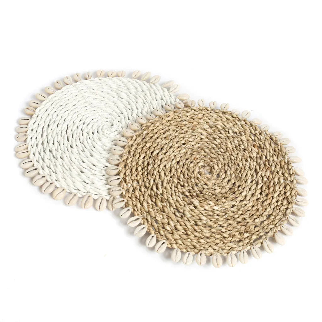 Sous-verres en coquillage dherbe marine naturel avec deux sets de dessous de verre ronds tressés